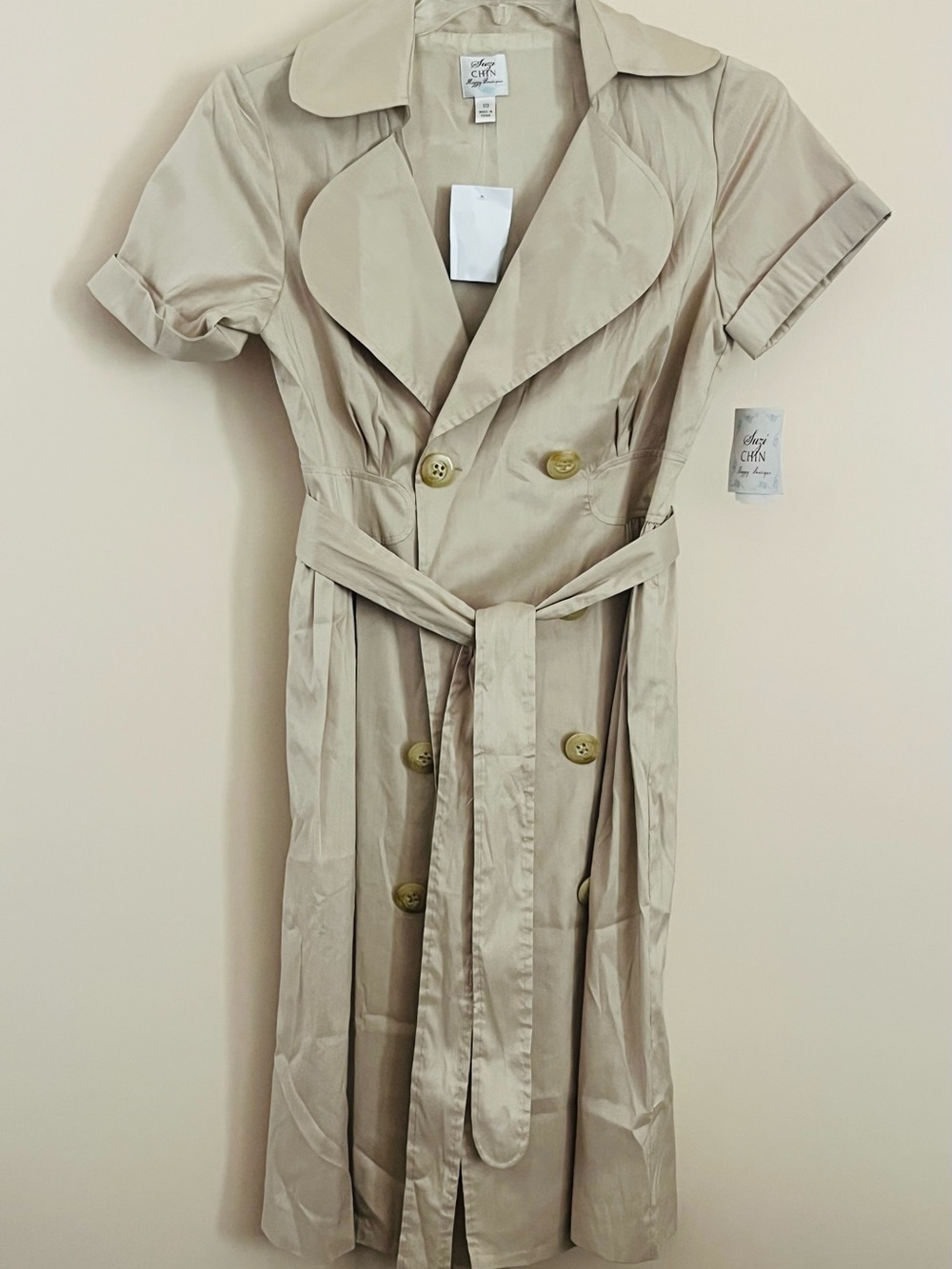 Trench Coat Dress Beige Belted Size 10 NWT